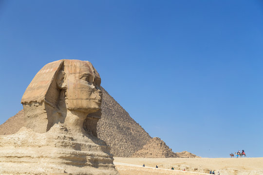 Tourists around the Great Sphinx of Giza, Egypt.
