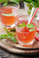 Strong alcohol cocktail with rum and mint