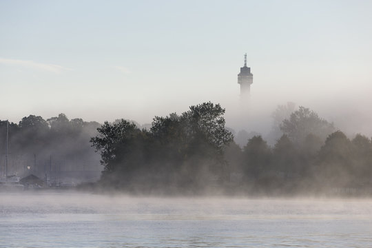 Lighthouse in fog