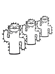 3 funny kakten team buddies pattern face comic cartoon cactus natural sweet cute small