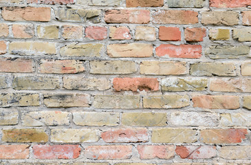 Brick wall facade closeup of building
