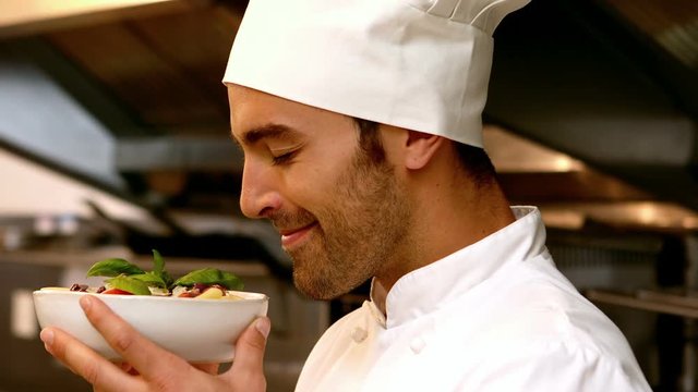 Chef smelling food