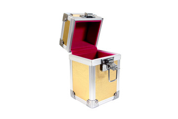 Open decorative treasure chest isolated on white background