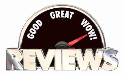 Reviews Feedback Ratings Good Great Wow Speedometer 3d Words