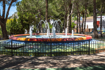 Fototapeta na wymiar fountain in the park Mija,Spain