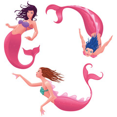 mermaids vector isolated on white