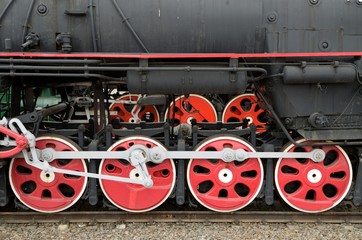 Fototapeta na wymiar The locomotive in the city Museum.