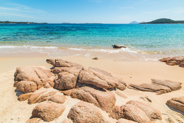 Fototapeta na wymiar rocks in liscia ruja beach in Costa Smeralda
