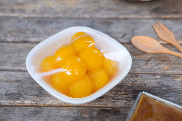 Thai Dessert (Egg yolk drops blended with wheat, a traditional T