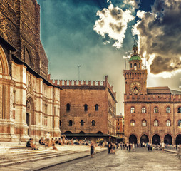 Clock tower of the town hall in Bologna in Italy © Vivida Photo PC