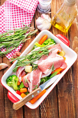 raw meat with vegetables