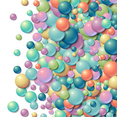 Background frame with scattered messy glowing rubber balls