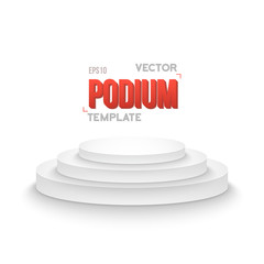 Illustration of Photorealistic Winner Podium Stage Template. Speaker Podium Stage Isolated on White Background for Product Placement, Presentations, Contest.