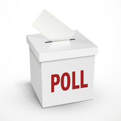 poll word on the 3d white voting box