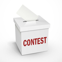 contest word on the 3d white voting box