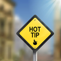3d illustration of road sign of hot tip
