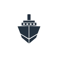 ship, boat front icon on white background