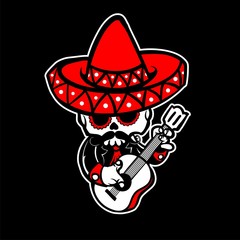 mariachi skull cartoon