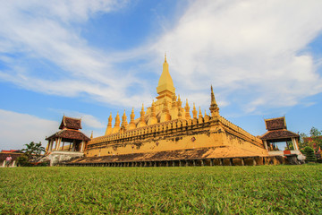 Beautiful sky at Pha That Luang(That Luang Stupa),Vientiane,Laos.-regarded as an important symbol of Laos

