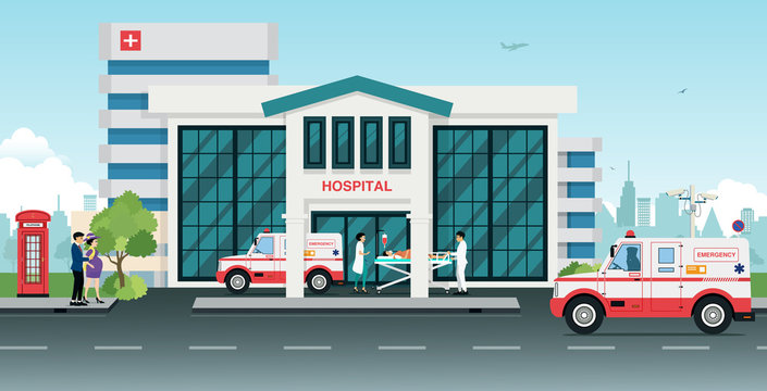 Ambulances took the injured to the hospital. Stock Vector | Adobe Stock