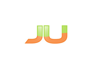 Green Orange shiny JU letters