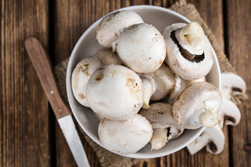 Portion of fresh white Mushrooms