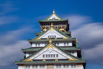 Osaka Castle with blue sky