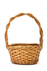 Fototapeta na wymiar Empty wicker basket, isolated on white background
