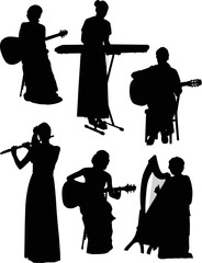 Naklejka premium six musicians isolated on white background