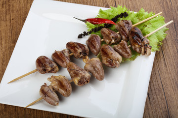Chicken hearts skewer