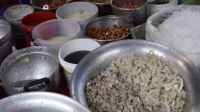  video of a various Street Food In China Town, Bangkok.  HD Stock Footage Clip.

