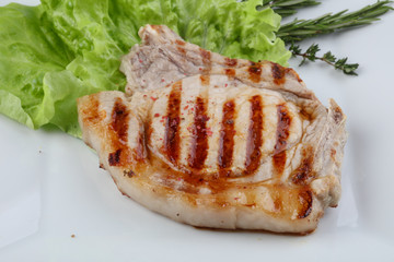 Grilled pork steak