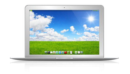 Modern laptop on white background