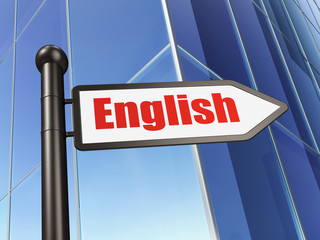 Education concept: sign English on Building background
