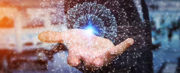 Businessman using data network