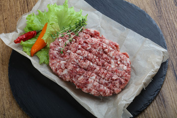Raw burger cutlet