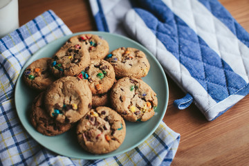 cookies on a plate on a wooden table