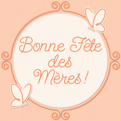 Butterfly doodle frame Mother's Day card in vector format.