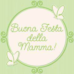 Butterfly doodle frame Mother's Day card in vector format.