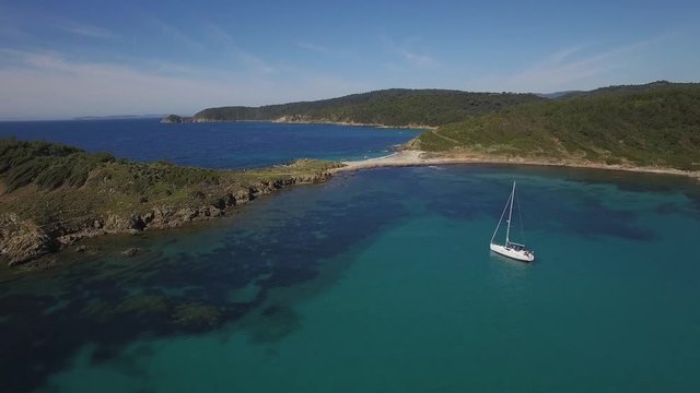 France, Aerial view of Cap Camarat, l'Escalet located in peninsula of Saint Tropez, HD movie (1920X1080)