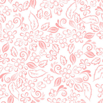 floral watercolor pattern. hand drawn watercolor flowers and leaf in seamless vector background