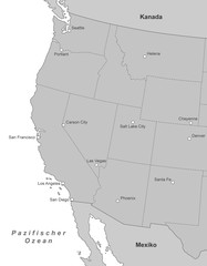 Westküste der USA - Städte (Grau)
