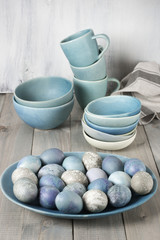 Blue and grey Easter eggs