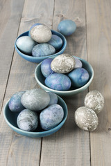 Blue and grey Easter eggs