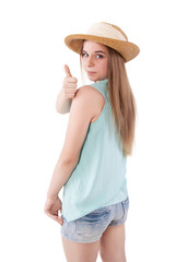 girl showing thumb up