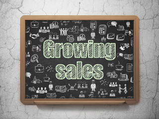 Business concept: Growing Sales on School board background