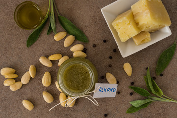 Pesto with almonds and cheese