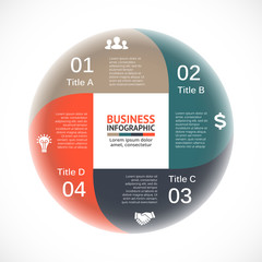 Vector circle arrows infographic, diagram, graph, presentation, chart. Business cycle concept with 4 options, parts, steps, processes. Info graphic data template.