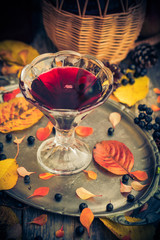 Fall kitchen cup tincture chokeberry wooden table