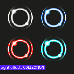 Abstract Shiny Light Circles Illustration of a set of abstract shiny light circles with bright stars on black background